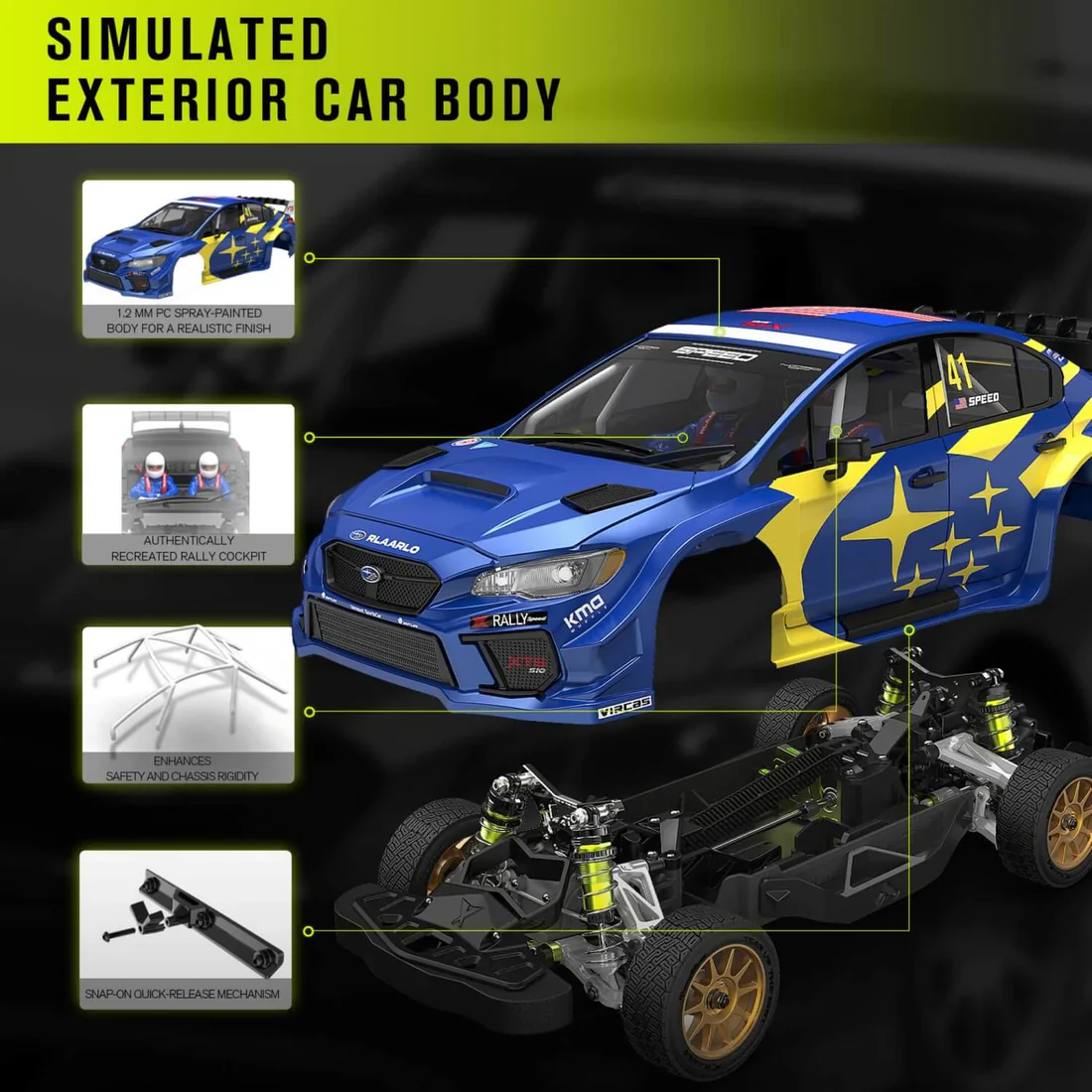 Rlaarlo 1/10 Scale RTR 4WD Carbon Fiber Brushless RC Rally Car - Image 26